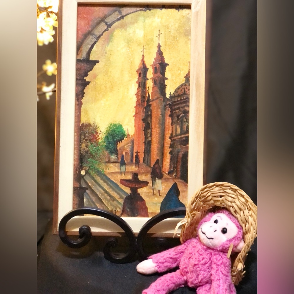 Charming Cityscape Art Print with Wooden Frame by J. Vivanco